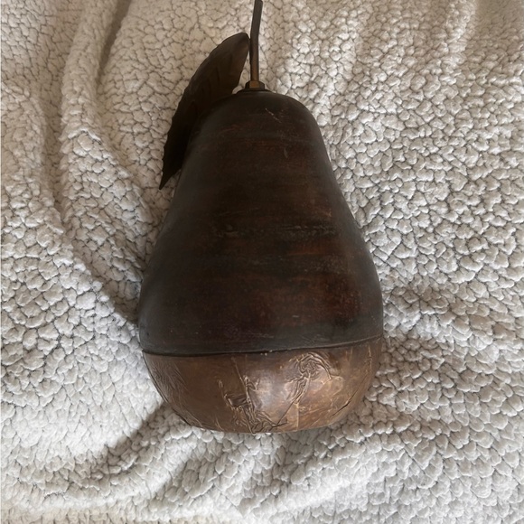 Brass/wood Apple & Pear Home Decor Set - Picture 3 of 6